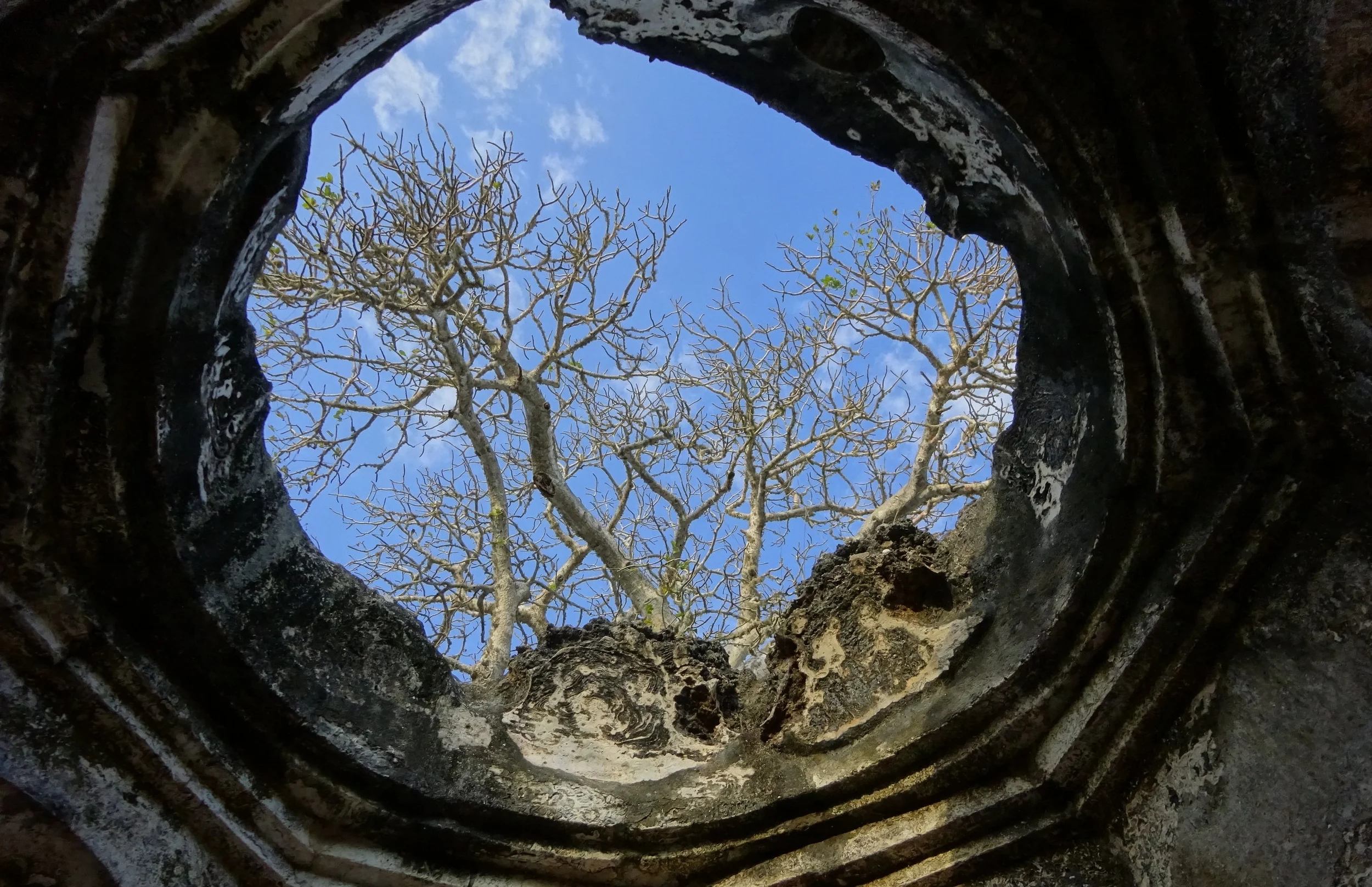 Stone archway framing the sky at the ruins of Songo Mnara Palace, Tanzania